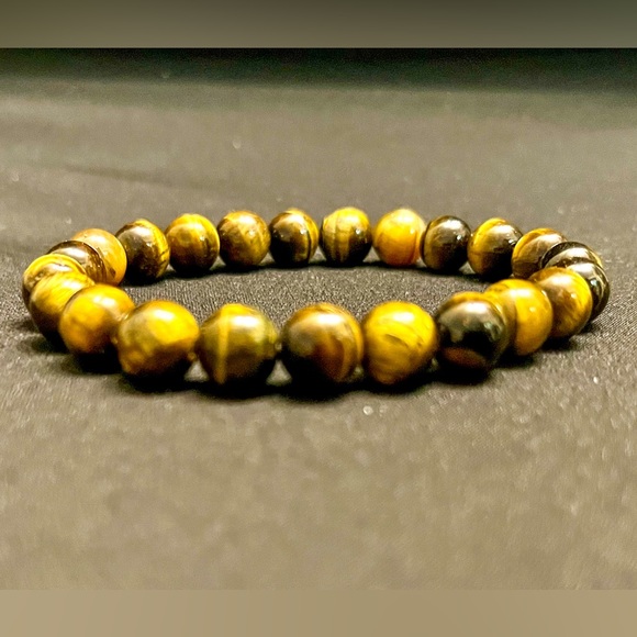 8mm Tiger Eye Stone Beaded Bracelet Healing Crystal Beaded Bracelet - Picture 5 of 6